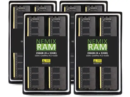 NEMIX RAM 256GB (8X32GB) DDR5 5200MHZ PC5-41600 2Rx8 1.1V 288-PIN ECC Unbuffered UDIMM Memory KIT