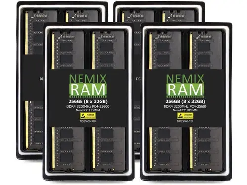 NEMIX RAM 256GB (8X32GB) DDR4 3200MHZ PC4-25600 2Rx8 1.2V CL22 288-PIN Non-ECC Unbuffered UDIMM Desktop PC Memory KIT Compatible with MSI Creator...