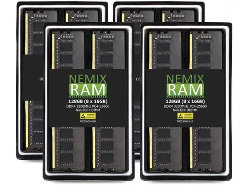 NEMIX RAM 128GB (8X16GB) DDR4 3200MHZ PC4-25600 1Rx8 1.2V CL22 288-PIN Non-ECC Unbuffered UDIMM Desktop PC Memory KIT Compatible with ASUS TRX40...