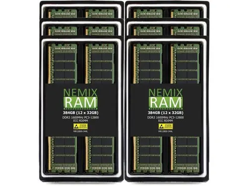 NEMIX RAM 384GB (12X32GB) DDR3 1600MHZ PC3-12800 4Rx4 1.35V 240-PIN ECC RDIMM Registered Server Memory KIT