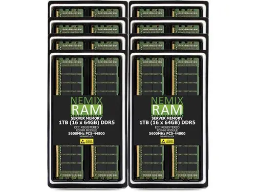 NEMIX RAM 1TB (16X64GB) DDR5 5600MHZ PC5-44800 2Rx4 1.1V CL46 288-PIN ECC RDIMM Registered Server Memory KIT Compatible with SuperMicro...