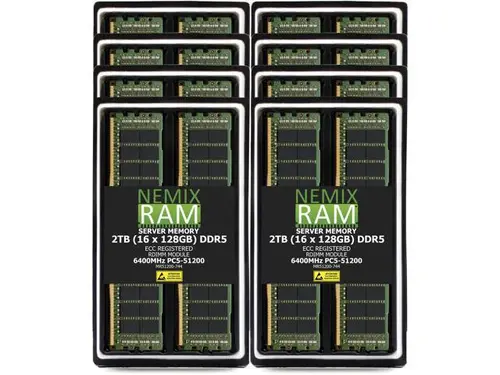 NEMIX RAM 2TB (16X128GB) DDR5 6400MHz PC5-51200 4Rx4 1.1V CL52 288-PIN ECC RDIMM Registered Server Memory Kit Compatible with Dell PowerEdge...