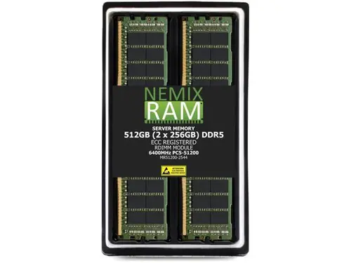 NEMIX RAM 512GB (2X256GB) DDR5 6400MHz PC5-51200 4Rx4 1.1V CL52 288-PIN ECC RDIMM Registered Server Memory Kit Compatible with SuperMicro GPU A+...