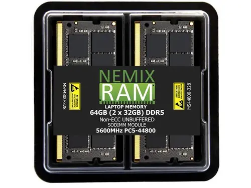 NEMIX RAM 64GB (2X32GB) DDR5 5600MHz PC5-44800 2Rx8 1.1V CL46 262-PIN Non-ECC Unbuffered SODIMM Laptop Memory Kit Compatible with ASRock Industrial...