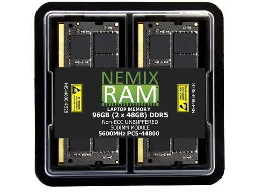 NEMIX RAM 96GB (2X48GB) DDR5 5600MHz PC5-44800 2Rx8 1.1V CL46 262-PIN Non-ECC Unbuffered SODIMM Laptop Memory Kit Compatible with ASRock Industrial...