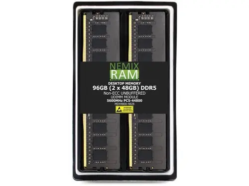 NEMIX RAM 96GB (2X48GB) DDR5 5600MHz PC5-44800 2Rx8 1.1V CL46 288-PIN Non-ECC Unbuffered UDIMM Desktop PC Memory Kit Compatible with ASRock Rack...