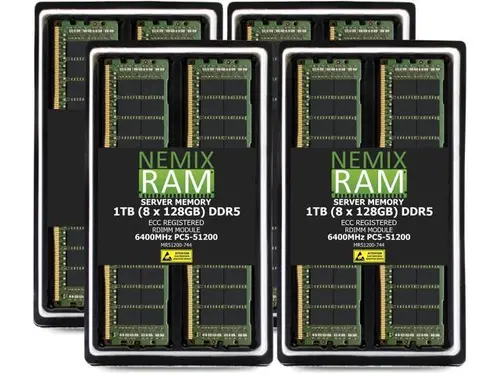 NEMIX RAM 1TB (8X128GB) DDR5 6400MHz PC5-51200 4Rx4 1.1V CL52 288-PIN ECC RDIMM Registered Server Memory Kit Compatible with ASRock Rack...