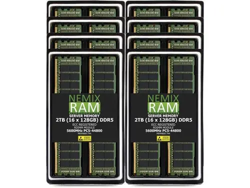 NEMIX RAM 2TB (16X128GB) DDR5 5600MHz PC5-44800 4Rx4 1.1V CL46 288-PIN ECC RDIMM Registered Server Memory Kit Compatible with Dell PowerEdge...