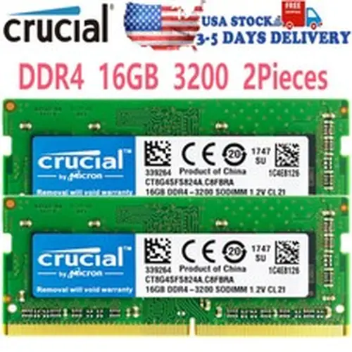 Crucial CRUCIAL DDR4 2X16GB  3200 PC4-25600 Laptop SODIMM Non-ECC 260-Pin Memory RAM