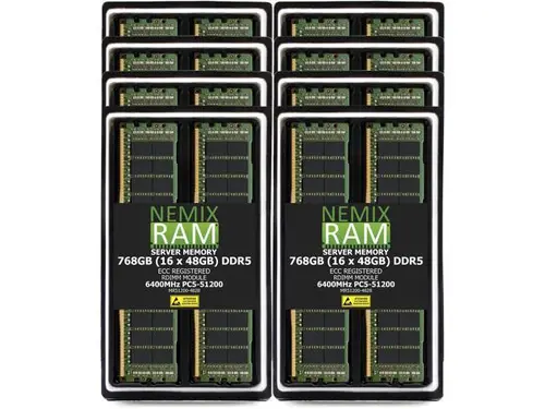 NEMIX RAM 768GB (16 x 48GB) DDR5 6400MHz PC5-51200 2Rx8 1.1V 288-PIN ECC RDIMM Registered Server Memory Kit