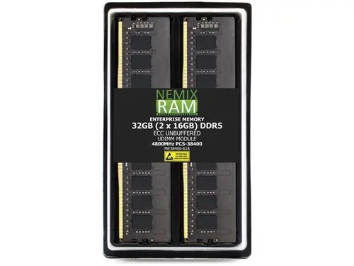 NEMIX RAM 32GB (2 x 16GB) DDR5 4800MHz PC5-38400 1Rx8 1.1V 288-PIN ECC UDIMM Unbuffered Memory Kit