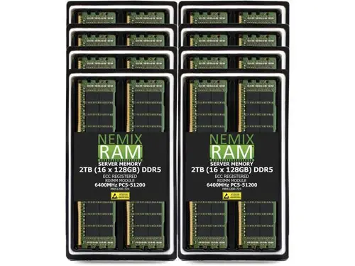 NEMIX RAM 2TB (16 x 128GB) DDR5 6400MHz PC5-51200 2Rx4 1.1V 288-PIN ECC RDIMM Registered Server Memory Kit