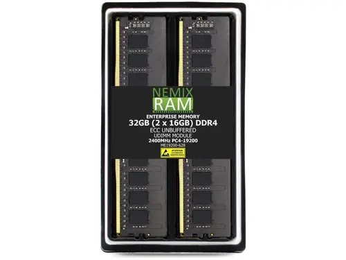 NEMIX RAM 32GB (2 x 16GB) DDR4 2400MHz PC4-19200 2Rx8 1.2V 288-PIN ECC UDIMM Unbuffered Memory Kit