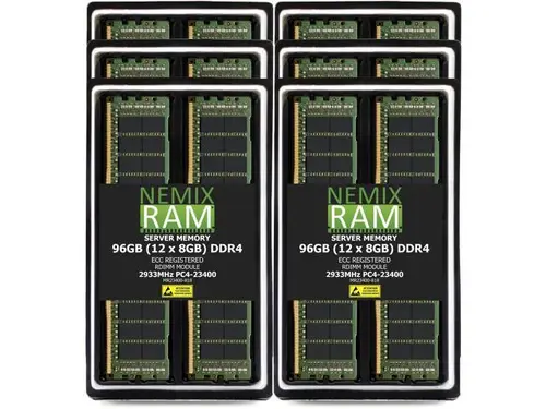 NEMIX RAM 96GB (12 x 8GB) DDR4 2933MHz PC4-23400 1Rx8 1.2V 288-PIN ECC RDIMM Registered Server Memory Kit