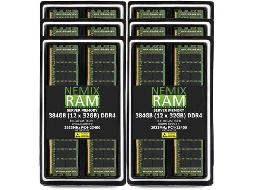 NEMIX RAM 384GB (12 x 32GB) DDR4 2933MHz PC4-23400 2Rx8 1.2V 288-PIN ECC RDIMM Registered Server Memory Kit