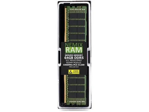 NEMIX RAM 64GB (1 x 64GB) DDR5 6400MHz PC5-51200 2Rx4 1.1V 288-PIN ECC RDIMM Registered Server Memory Kit