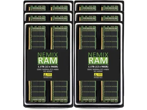 NEMIX RAM 1.1TB (12 x 96GB) DDR5 5600MHz PC5-44800 2Rx4 1.1V 288-PIN ECC RDIMM Registered Server Memory Kit