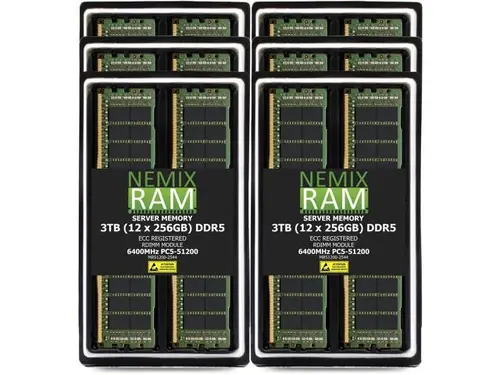 NEMIX RAM 3TB (12 x 256GB) DDR5 6400MHz PC5-51200 4Rx4 1.1V 288-PIN ECC RDIMM Registered Server Memory Kit