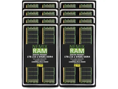 NEMIX RAM 1TB (16 x 64GB) DDR4 3200MHz PC4-25600 4Rx4 1.2V 288-PIN ECC LRDIMM Load Reduced Server Memory Kit