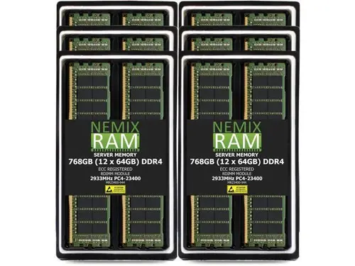 NEMIX RAM 768GB (12 x 64GB) DDR4 2933MHz PC4-23400 4Rx4 1.2V 288-PIN ECC RDIMM Registered Server Memory Kit