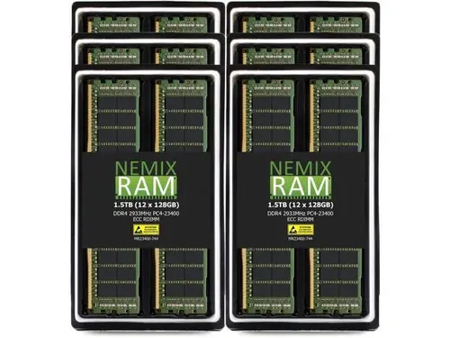 NEMIX RAM 1.5TB (12 x 128GB) DDR4 2933MHz PC4-23400 4Rx4 1.2V 288-PIN ECC RDIMM Registered Server Memory Kit