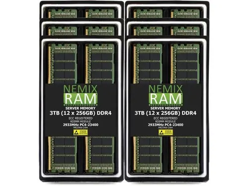 NEMIX RAM 3TB (12 x 256GB) DDR4 2933MHz PC4-23400 8Rx4 1.2V 288-PIN ECC RDIMM Registered Server Memory Kit