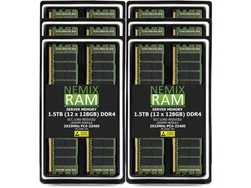 NEMIX RAM 1.5TB (12 x 128GB) DDR4 2933MHz PC4-23400 4Rx4 1.2V 288-PIN ECC LRDIMM Load Reduced Server Memory Kit