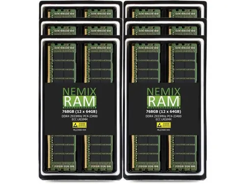 NEMIX RAM 768GB (12 x 64GB) DDR4 2933MHz PC4-23400 4Rx4 1.2V 288-PIN ECC LRDIMM Load Reduced Server Memory Kit