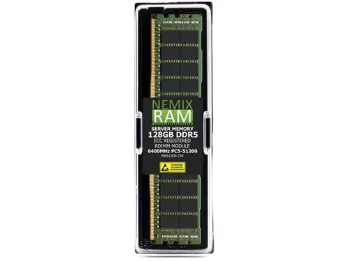 NEMIX RAM 128GB (1 x 128GB) DDR5 6400MHz PC5-51200 2Rx4 1.1V 288-PIN ECC RDIMM Registered Server Memory Kit