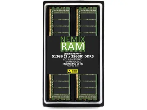 NEMIX RAM 512GB (2 x 256GB) DDR5 4800MHz PC5-38400 4Rx4 1.1V 288-PIN ECC RDIMM Registered Server Memory Kit