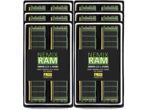 NEMIX RAM 288GB (12 x 24GB) DDR5 4800MHz PC5-38400 2Rx8 1.1V 288-PIN ECC RDIMM Registered Server Memory Kit