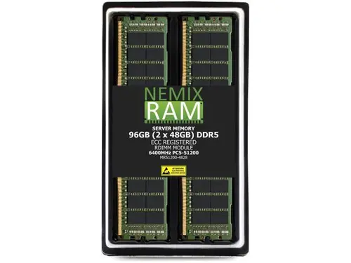 NEMIX RAM 96GB (2 x 48GB) DDR5 6400MHz PC5-51200 2Rx8 1.1V 288-PIN ECC RDIMM Registered Server Memory Kit