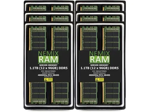 NEMIX RAM 1.1TB (12 x 96GB) DDR5 4800MHz PC5-38400 2Rx4 1.1V 288-PIN ECC RDIMM Registered Server Memory Kit