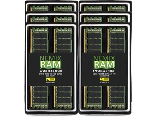 NEMIX RAM 576GB (12 x 48GB) DDR5 4800MHz PC5-38400 2Rx8 1.1V 288-PIN ECC RDIMM Registered Server Memory Kit