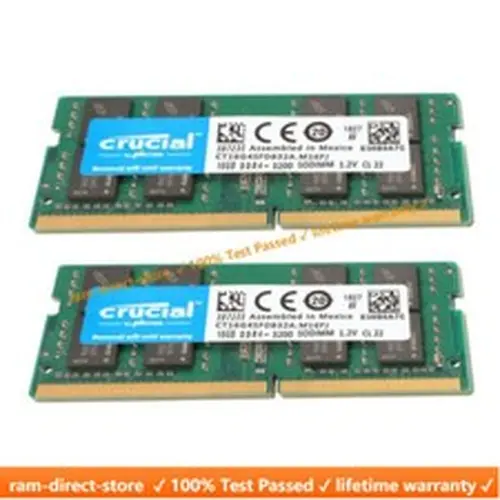 Crucial CRUCIAL DDR4 16GB 2x 3200 PC4-25600 Laptop SODIMM Non-ECC 260-Pin Memory RAM
