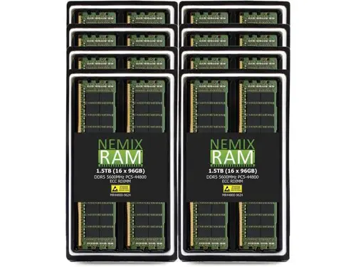 NEMIX RAM 1.5TB (16 x 96GB) DDR5 5600MHz PC5-44800 2Rx4 1.1V 288-PIN ECC RDIMM Registered Server Memory Kit