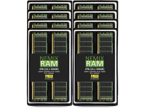 NEMIX RAM 4TB (16 x 256GB) DDR4 3200MHz PC4-25600 8Rx4 1.2V 288-PIN ECC LRDIMM Load Reduced Server Memory Kit
