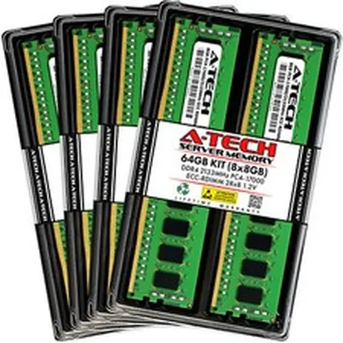 A-Tech A-Tech 64GB 8x 8GB 2Rx8 PC4-17000R DDR4 2133 MHz ECC REG RDIMM Server Memory RAM