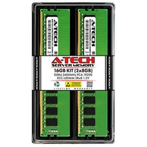 A-Tech A-Tech 16GB Kit 2x 8GB 2Rx8 PC4-19200E ECC UDIMM DDR4 2400 MHz Server Memory RAM