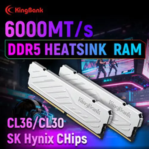 KingBank KingBank KJXS DDR5 RAM 16/32GB Kit (2x8GB/2x16GB) 6000MHz Desktop Memory CL36/CL