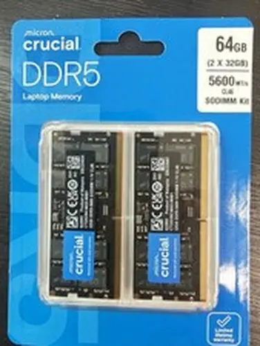 Crucial NEW CRUCIAL 64GB (2 x 32GB) DDR5 CL46 5600MHZ SODIMM LAPTOP RAM MEMORY SO-DIMM