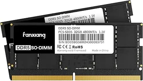 fanxiang SODIMM DDR5 4800MHz RAM 64GB Kit (2 x 32GB),CL40 1.1V SODIMM 262 Pin Laptop Memory Module Ram,Memory for Enhanced Gaming Performance and Smooth Multitasking