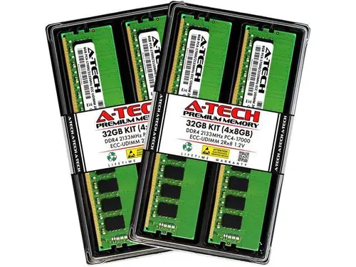 A-Tech 32GB (4x8GB) 2Rx8 PC4-17000 / PC4-17000E DDR4 2133 MHz ECC UDIMM 1.2V ECC Unbuffered DIMM 288-Pin Dual Rank x8 Server & Workstation RAM...