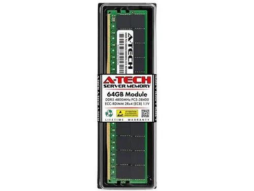 A-Tech 64GB 2Rx4 PC5-38400R DDR5 4800 MHz EC8 RDIMM ECC Registered DIMM 288-Pin Dual Rank x4 Server & Workstation RAM Memory Upgrade Module