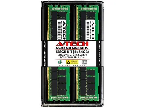 A-Tech 128GB (2x64GB) 2Rx4 PC4-23400R DDR4 2933 MHz ECC RDIMM Registered DIMM 288-Pin Dual Rank x4 Server & Workstation RAM Memory Upgrade Kit