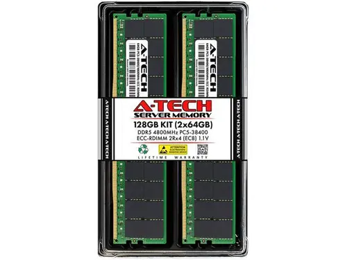 A-Tech 128GB (2x64GB) 2Rx4 PC5-38400R DDR5 4800 MHz EC8 RDIMM ECC Registered DIMM 288-Pin Dual Rank x4 Server & Workstation RAM Memory Upgrade Kit