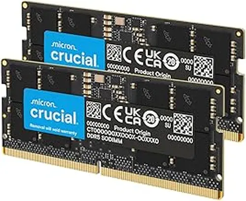 Crucial 128GB Kit (2X64GB) DDR5 RAM 5600MHz (or 5200MHz or 4800MHz) Laptop Memory Kit, SODIMM 262-Pin, Compatible with Latest Intel Core Ultra and AMD Ryzen 8000 & Above – CT2K64G56C46S5