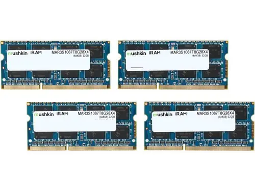 Mushkin Enhanced iRam 32GB (4 x 8GB) 204-Pin DDR3 SO-DIMM DDR3 1066 (PC3 8500) Memory for Apple Model MAR3S1067T8G28X4