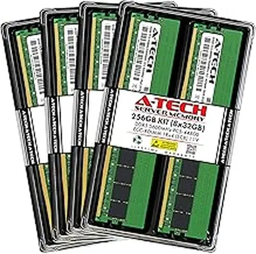A-Tech A-Tech 256GB Kit (8x32GB) DDR5 5600MHz PC5-44800 ECC RDIMM 1Rx4 (EC8 10x4) Single Rank 1.1V ECC Registered DIMM 288-Pin Server RAM Memory Upgrade Modules (A-Tech Enterprise Series)