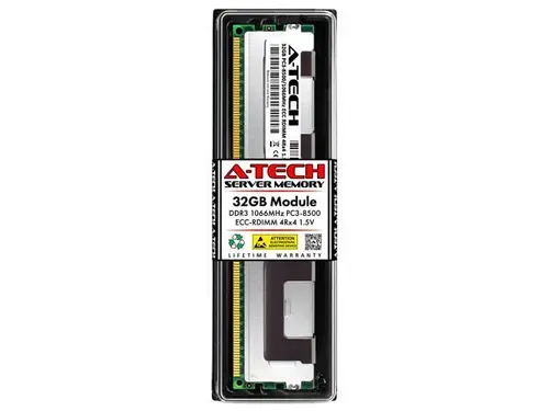 32GB RAM Replacement for HP 627814-B21, 628975-081, 632205-001 DDR3 1066MHz PC3-8500 ECC RDIMM 4Rx4 Server Memory